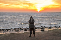 Fotograferen bij bevroren Waddenzee.