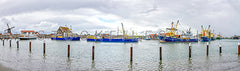 Panorama hoogwater haven Oudeschild.