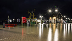 Hoogwater in de haven van Oudeschild.