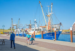 Wandelen over haven van Oudeschild.