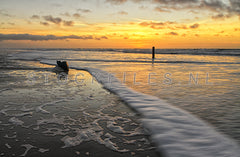 Zonsondergang op het strand.